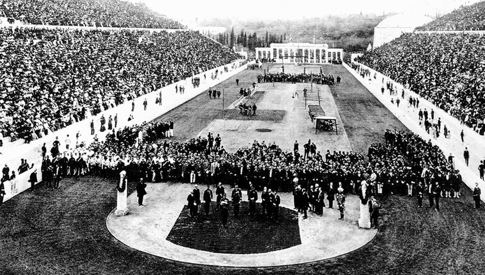 The opening ceremony in the Panathenaic Stadium 1896 Olympics